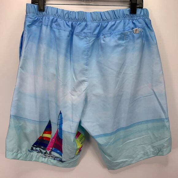 Sovereign Code Mens Chasing Harbor Sailboat Mesh-Lined Swim Trunks Blue M - Picture 2 of 4